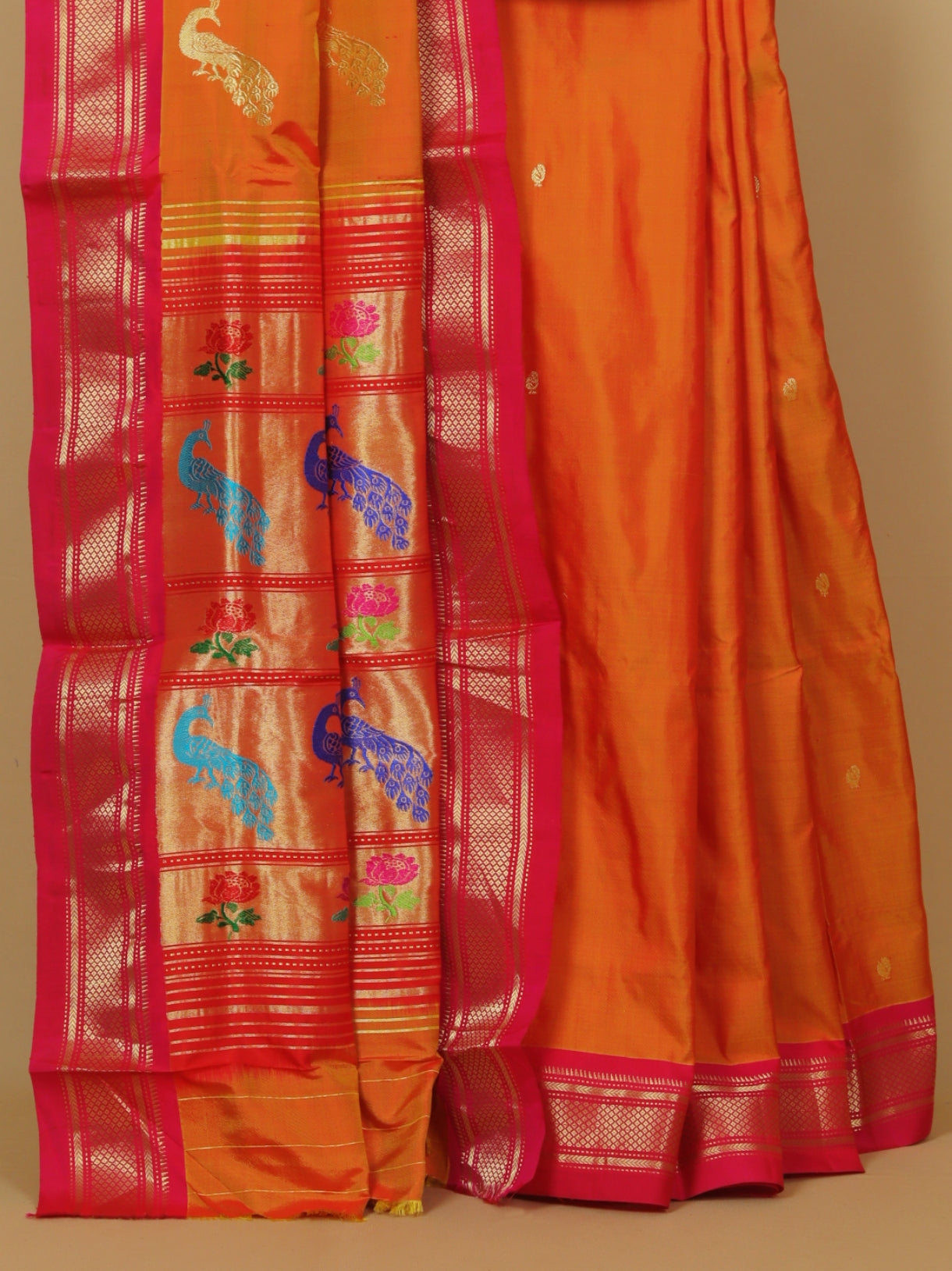 Mango yellow silk paithani saree