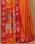 Mango yellow silk paithani saree