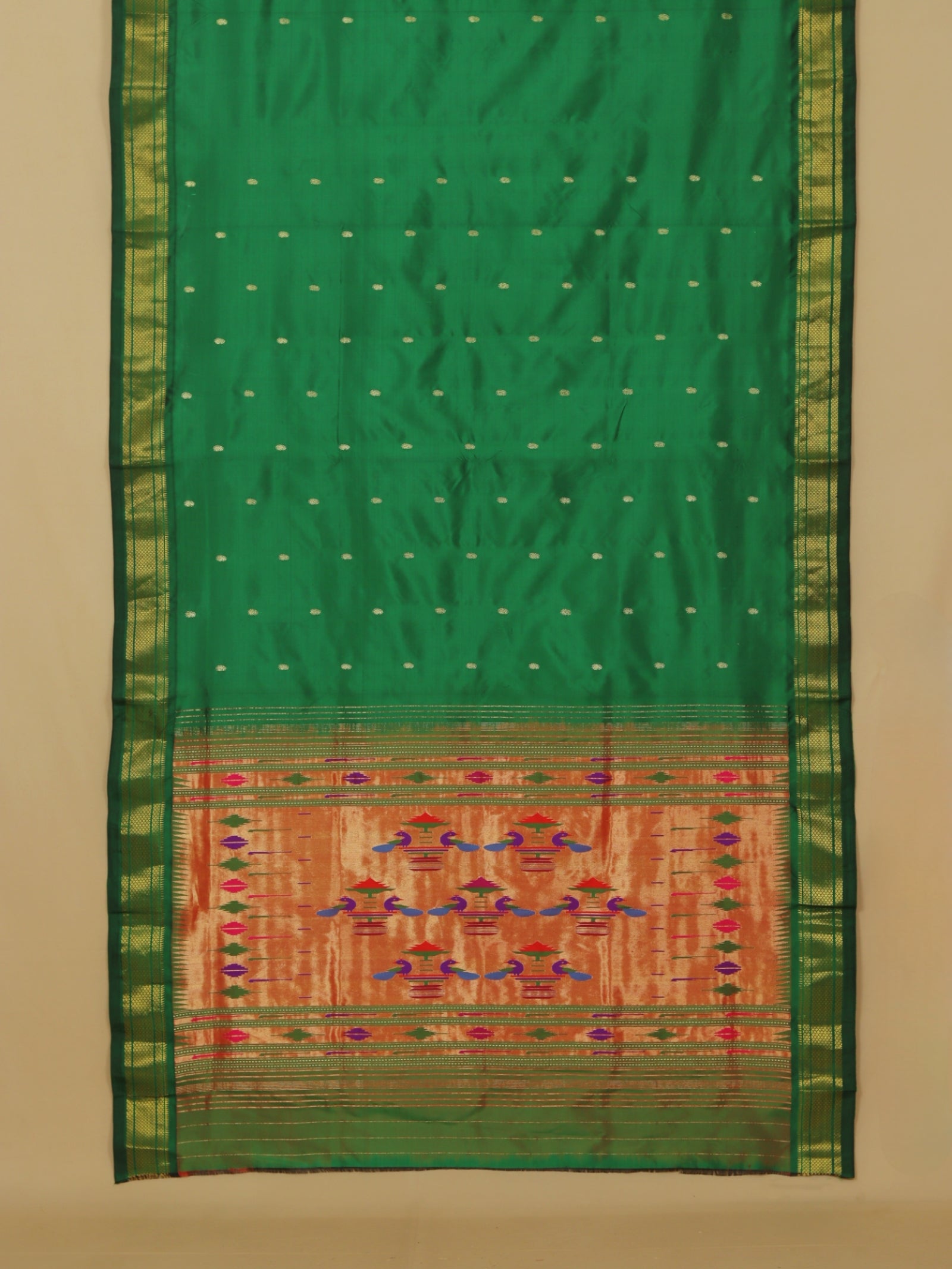 Green silk paithani saree