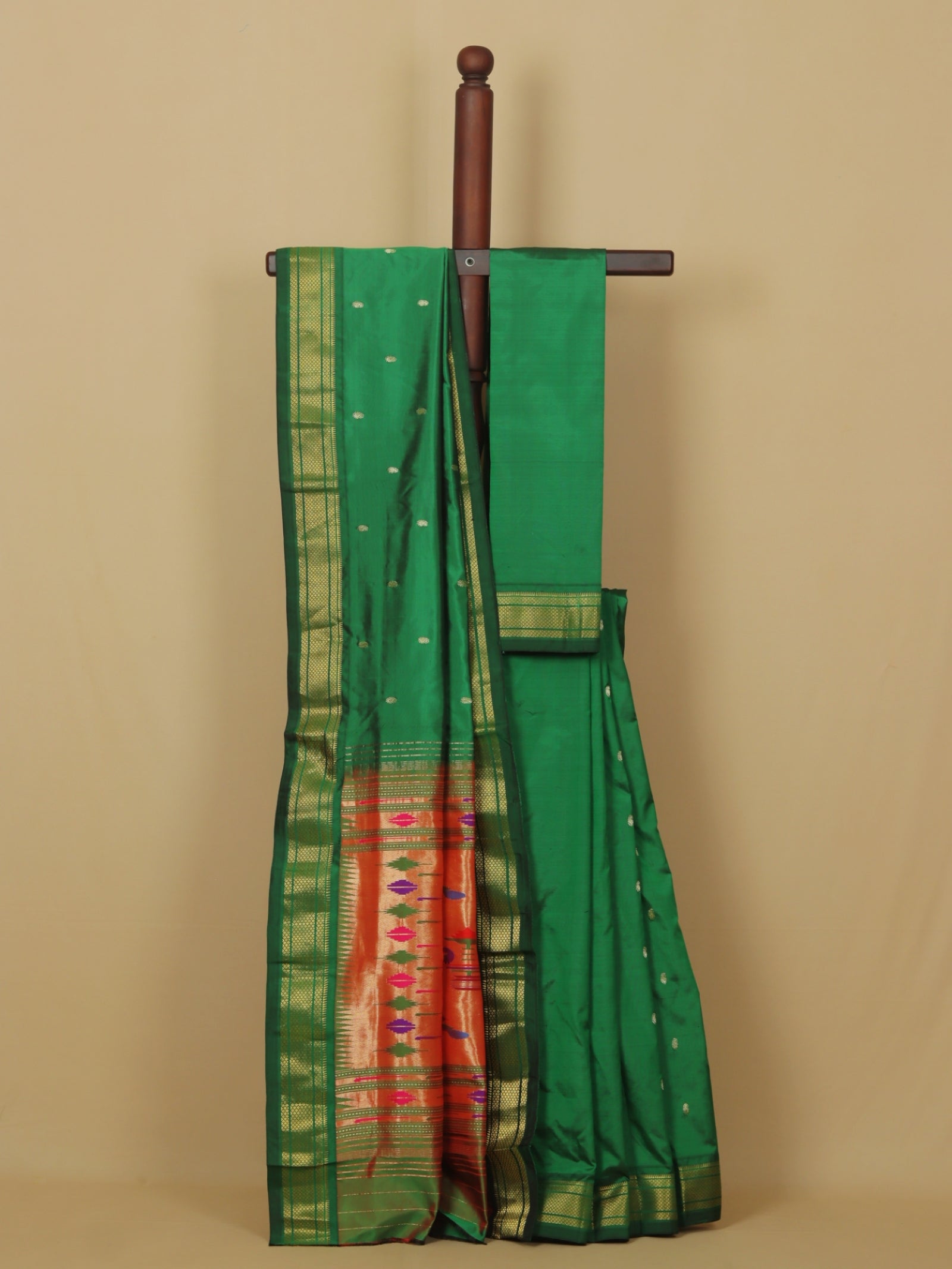 Green silk paithani saree