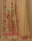 Cream tasar jamdani cotton saree
