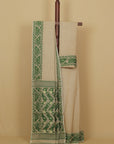 Cream jamdani cotton saree