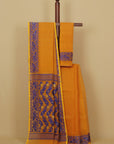 Mango yellow jamdani cotton saree