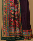 Wine crep silk digital printed saree