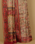 Cream tasar crep silk digital printed saree