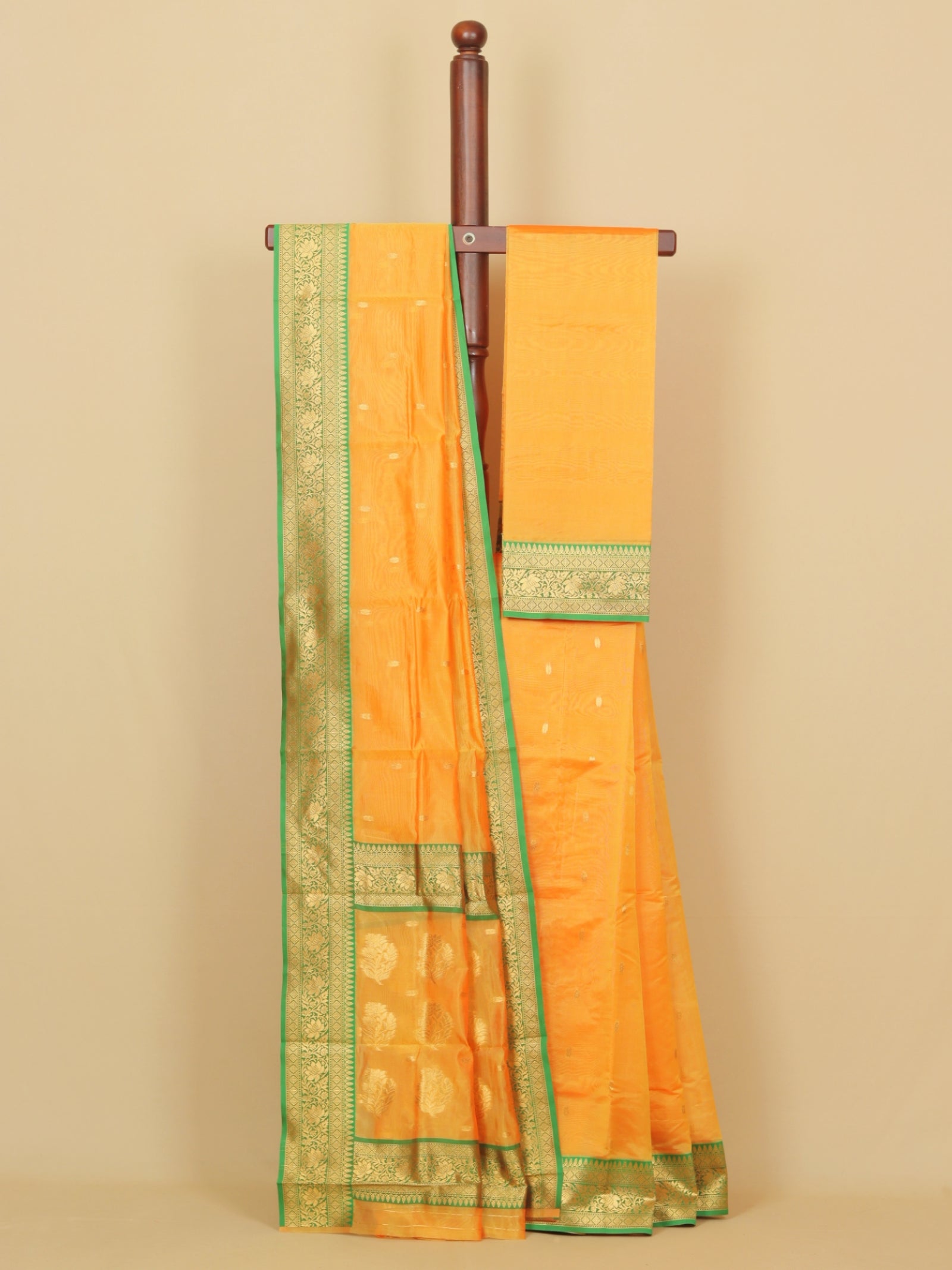 Mango yellow semi chanderi saree