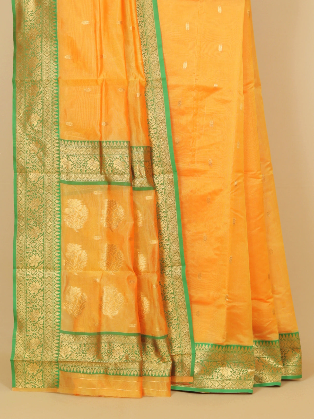 Mango yellow semi chanderi saree