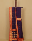 Purple blue by red semi chanderi saree