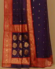 Purple blue by red semi chanderi saree