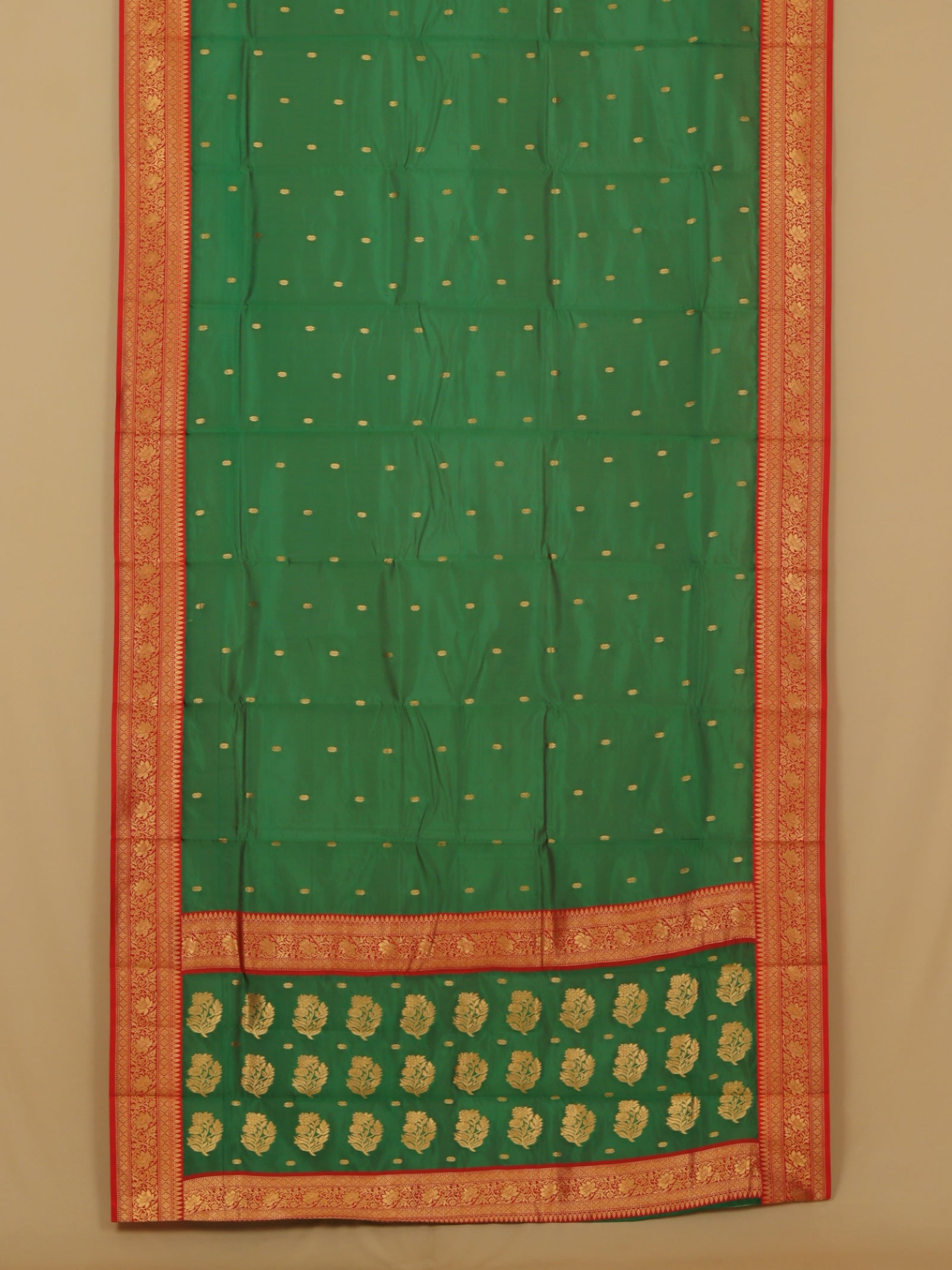 Green by red semi chanderi saree
