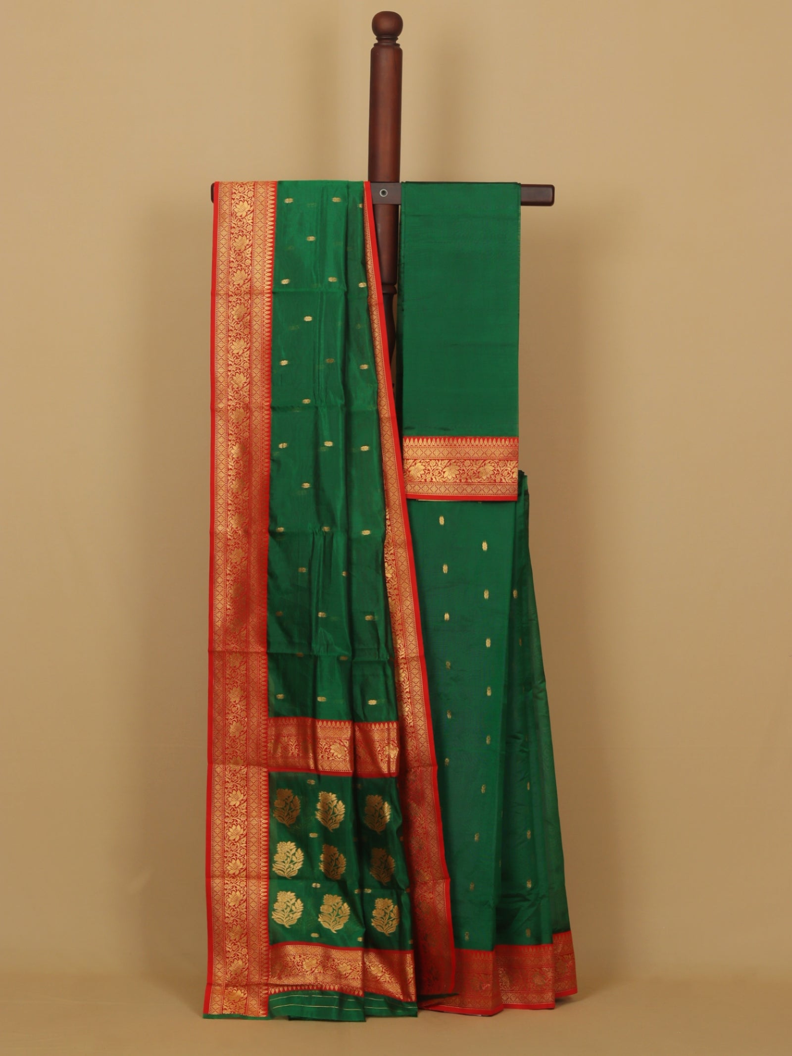Green by red semi chanderi saree
