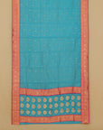 Peacock blue by rani pink semi chanderi saree
