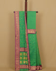 Sea green by majenta semi chanderi saree