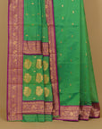 Sea green by majenta semi chanderi saree