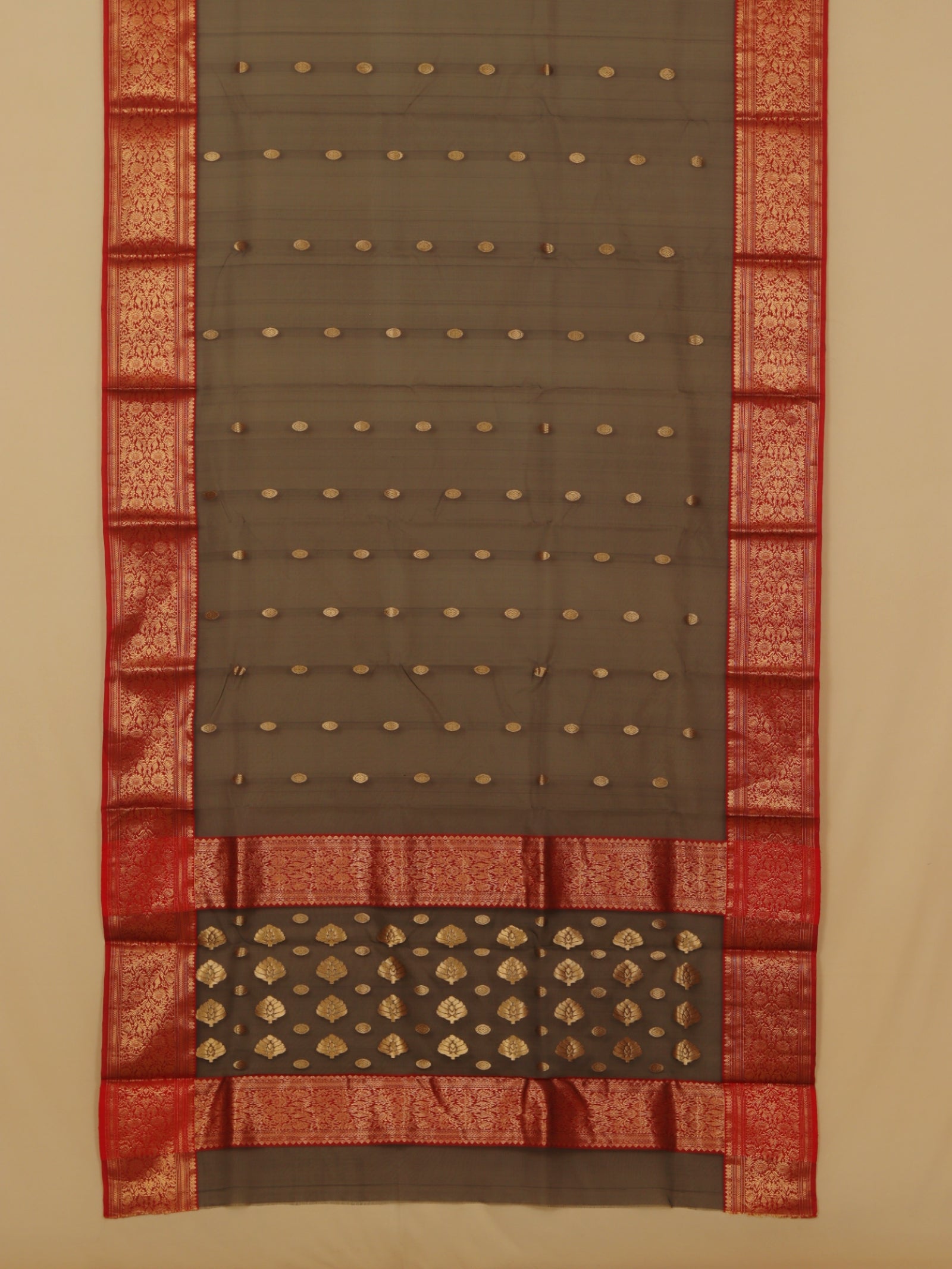 Black by red chanderi saree
