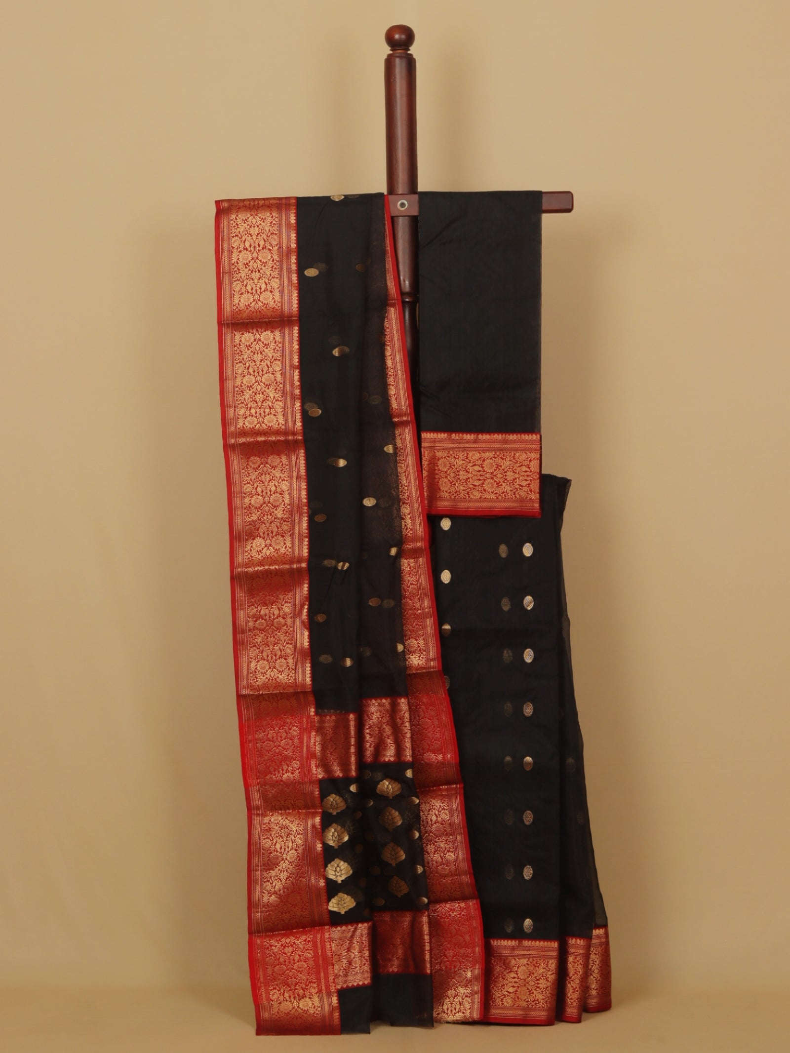 Black by red chanderi saree