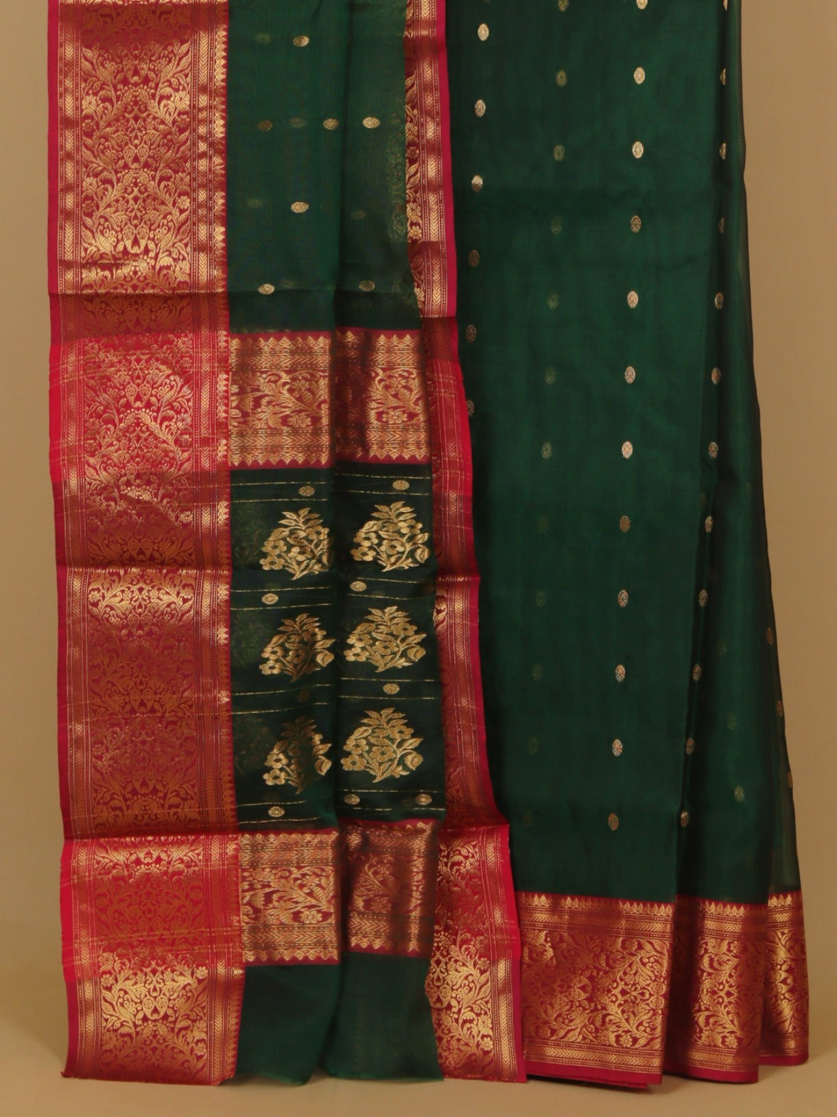 Green by rani pink chanderi saree