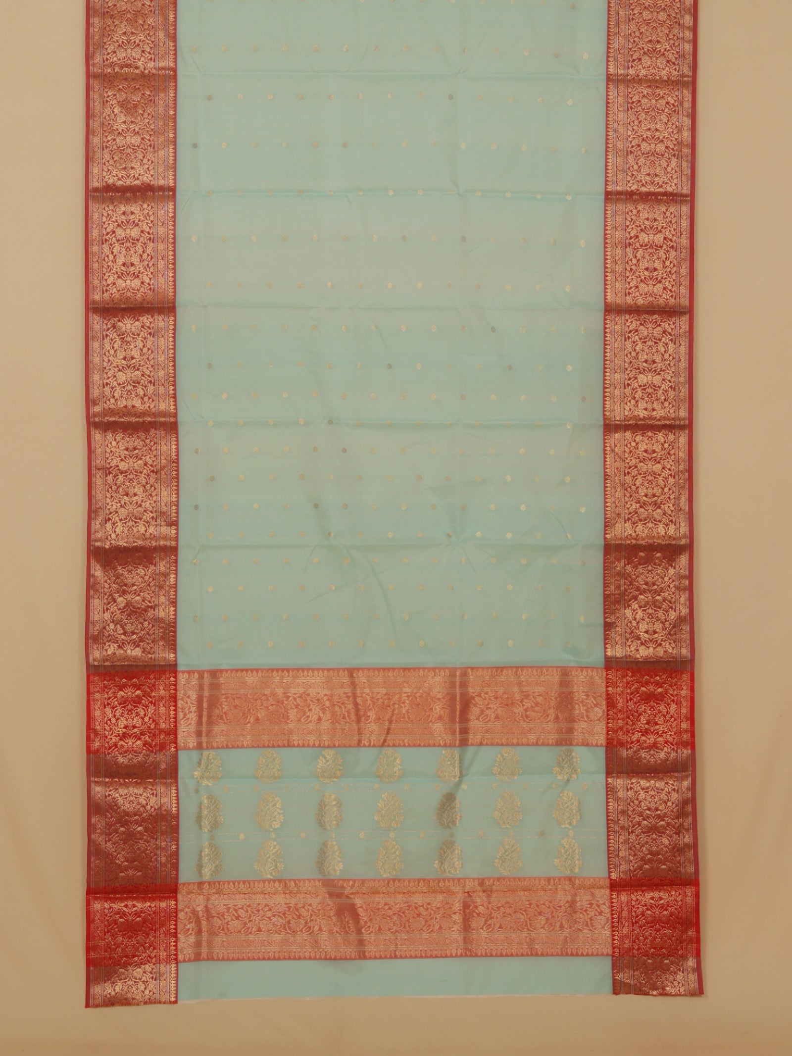 Phirozy blue by maroon chanderi saree