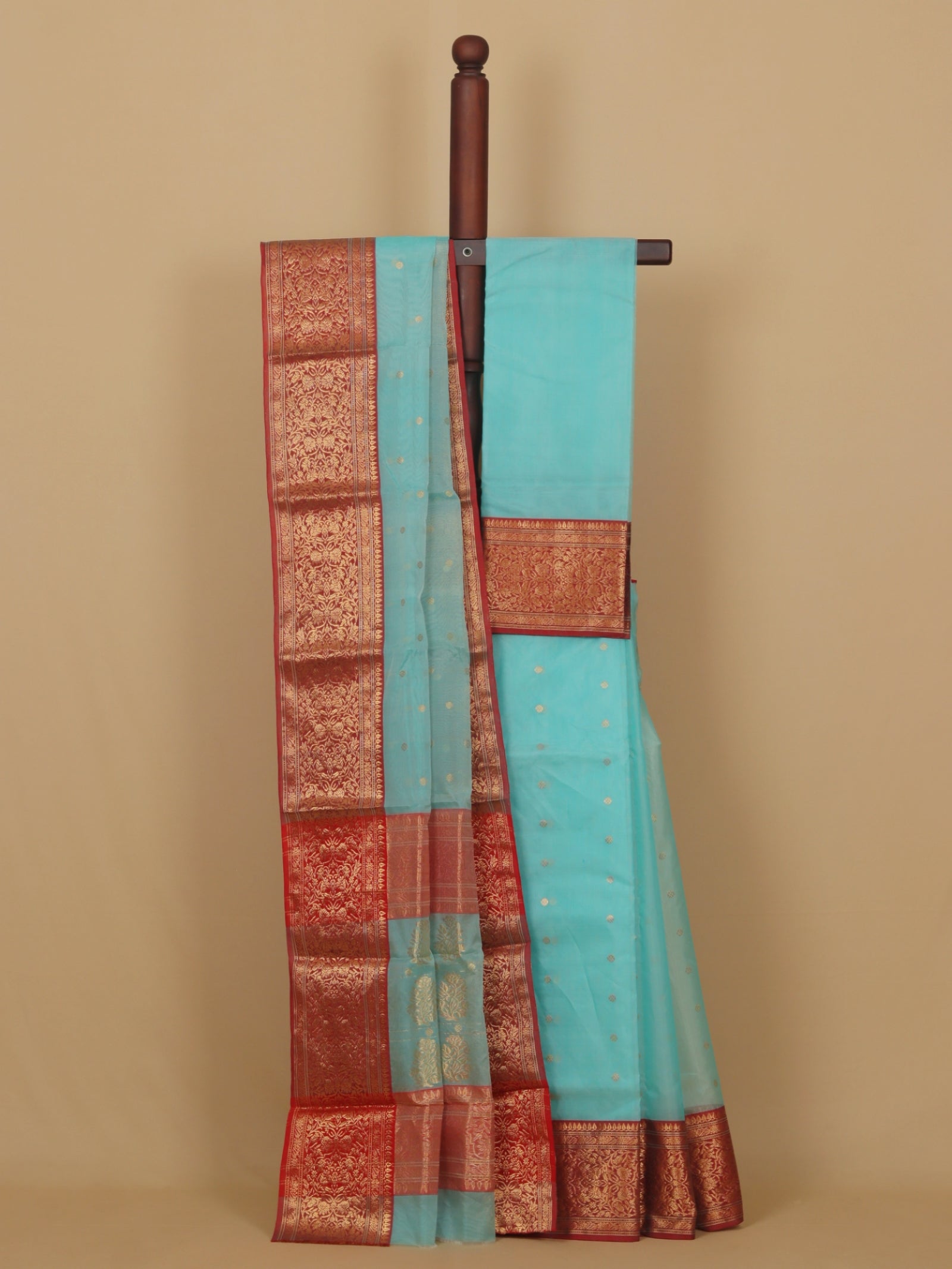 Phirozy blue by maroon chanderi saree