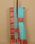Phirozy blue by maroon chanderi saree