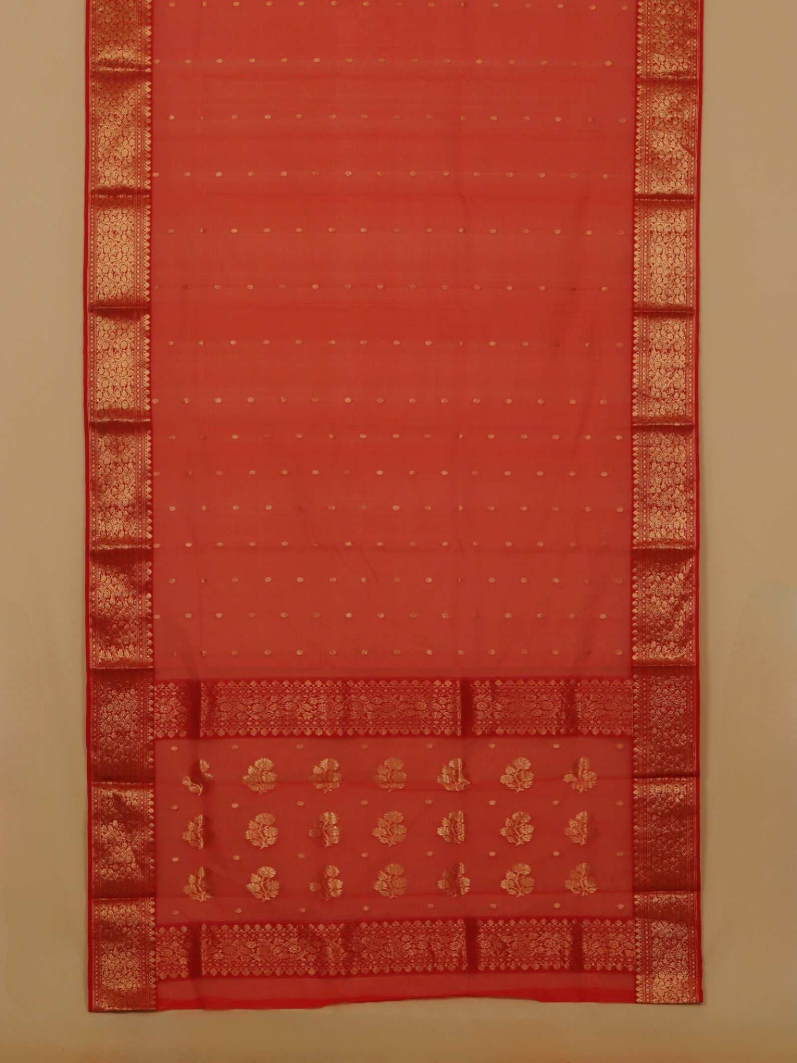 Red self chanderi saree