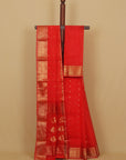 Red self chanderi saree