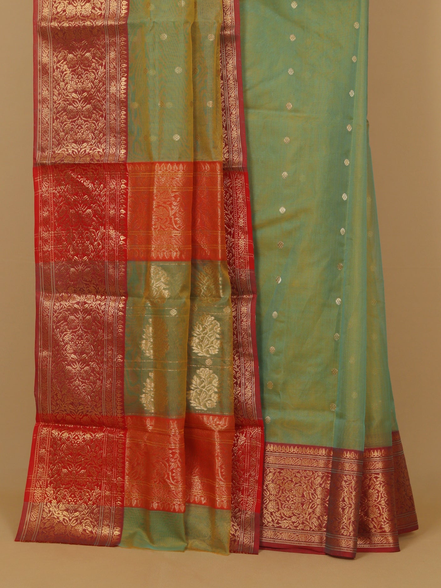 Sea green chanderi saree