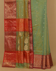 Sea green chanderi saree