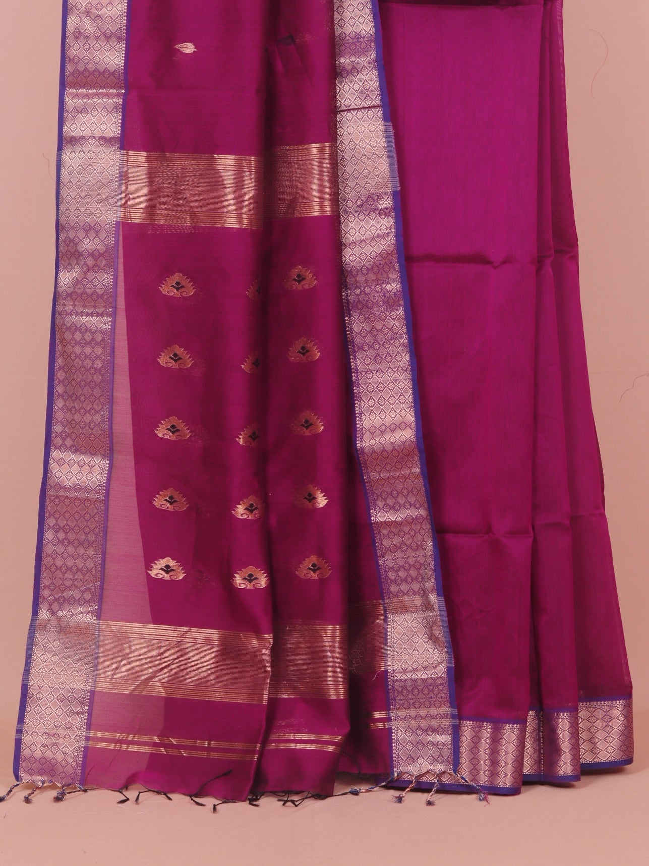 Wine majenta premium maheshwari saree