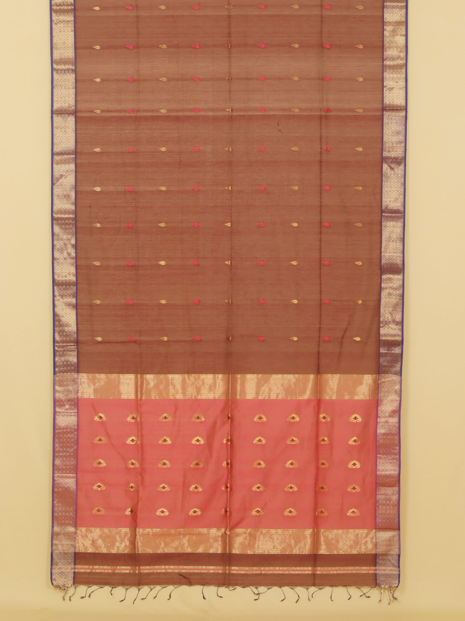 Brown premium maheshwari saree