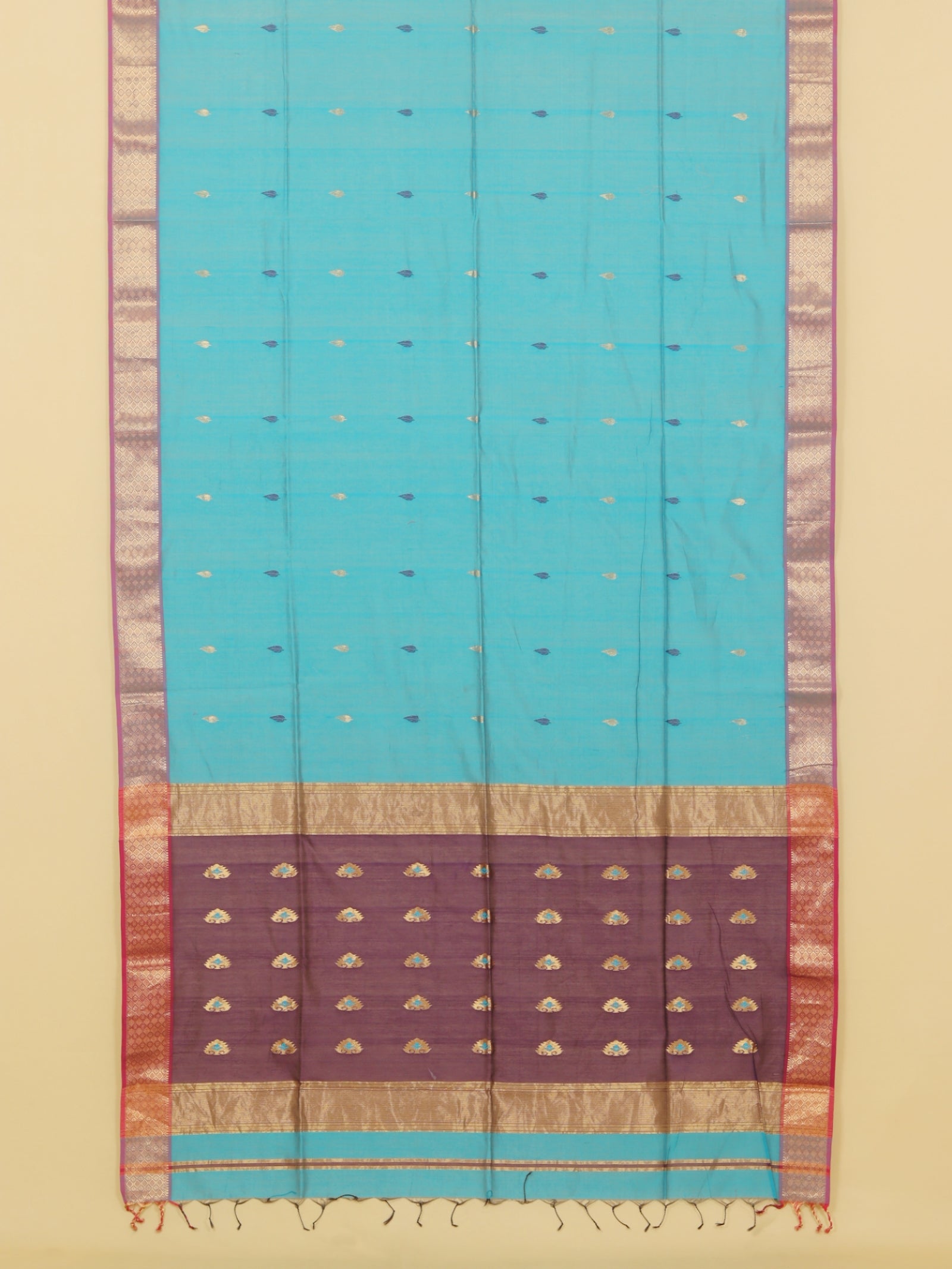Peacock blue premium maheshwari saree