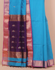 Peacock blue premium maheshwari saree