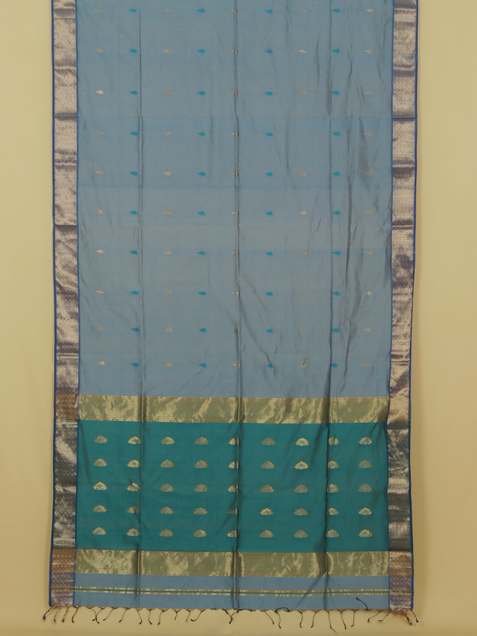 Grey blue premium maheshwari saree