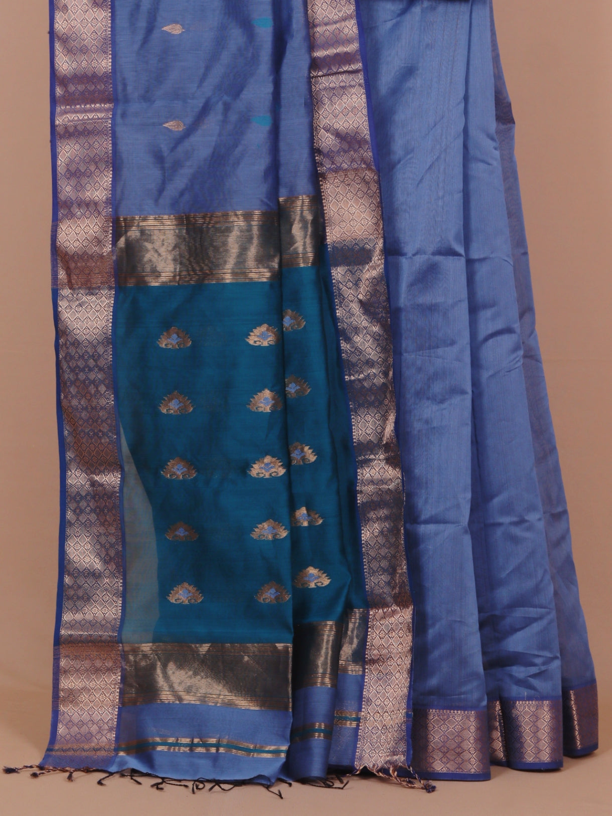 Grey blue premium maheshwari saree