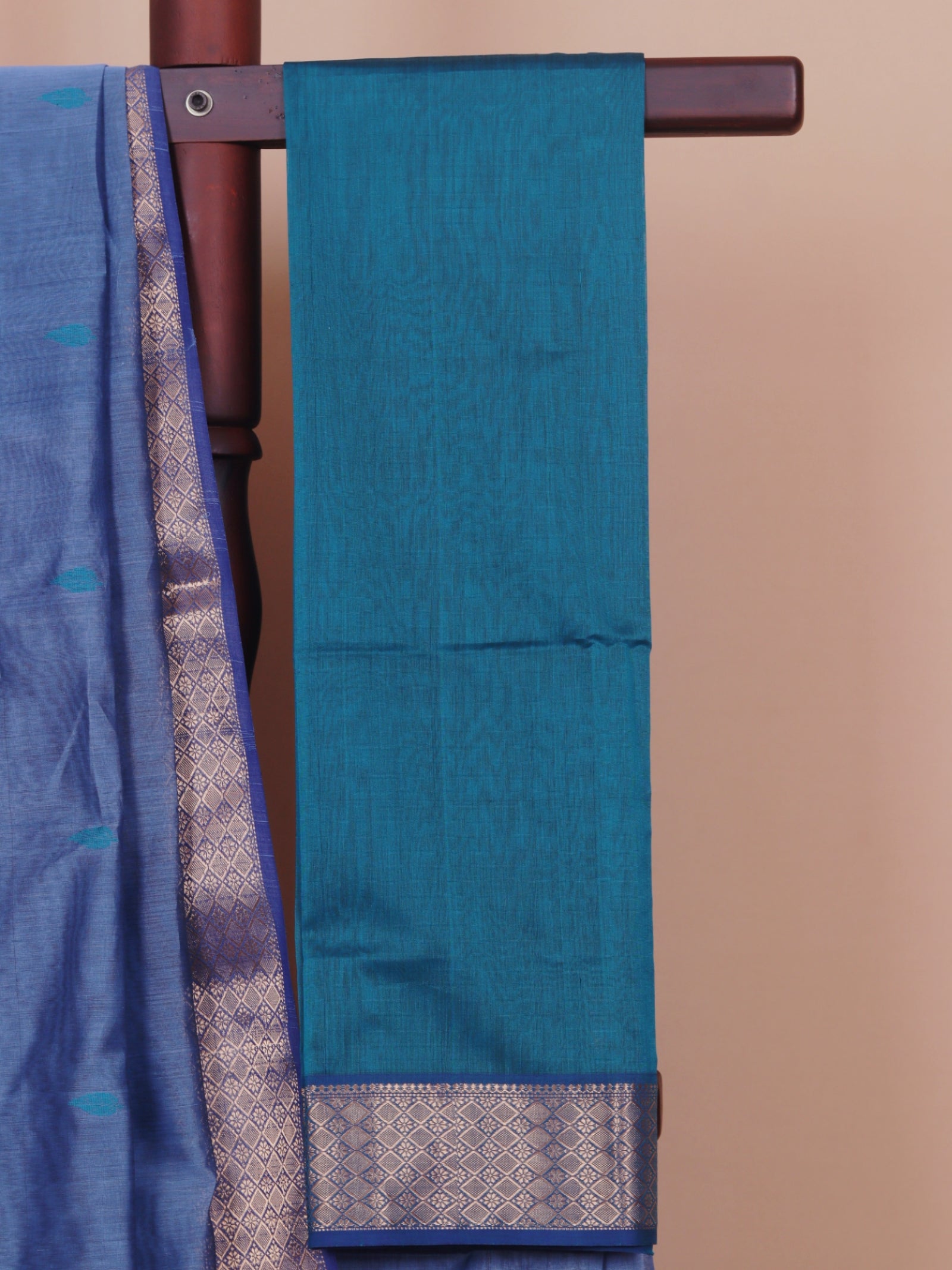 Grey blue premium maheshwari saree