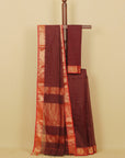 Brown zari checks premium maheshwari saree