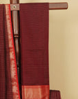 Brown zari checks premium maheshwari saree
