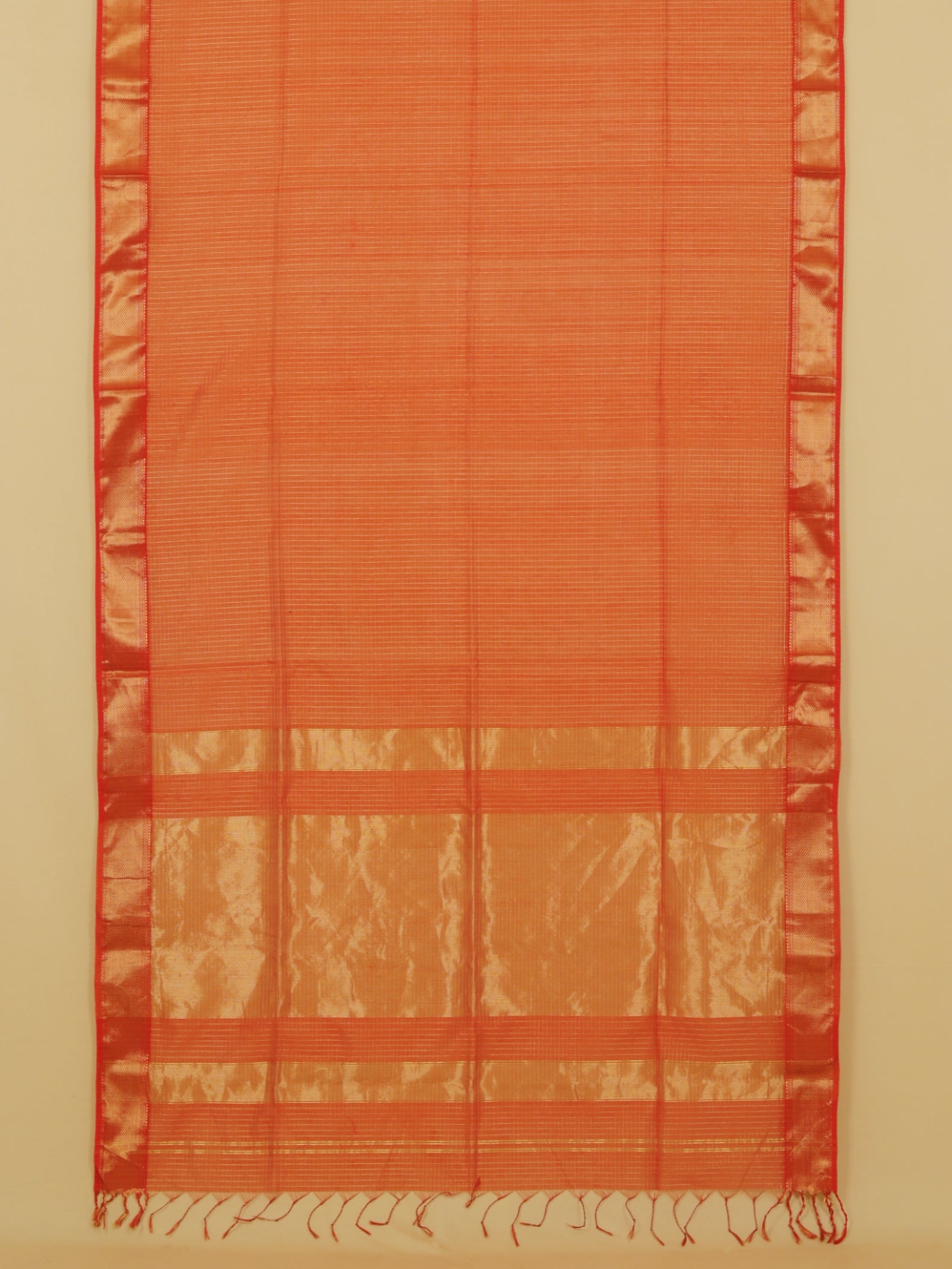 Rust zari checks premium maheshwari saree