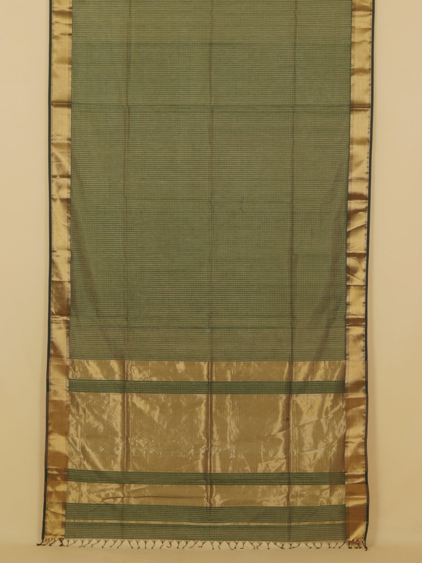 Green zari checks premium maheshwari saree