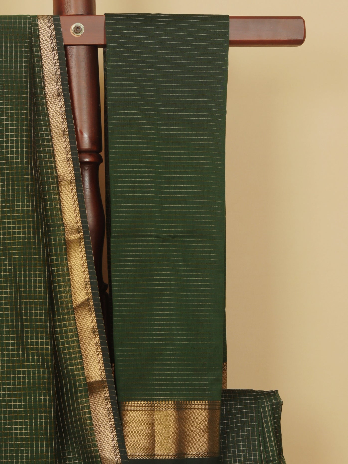 Green zari checks premium maheshwari saree
