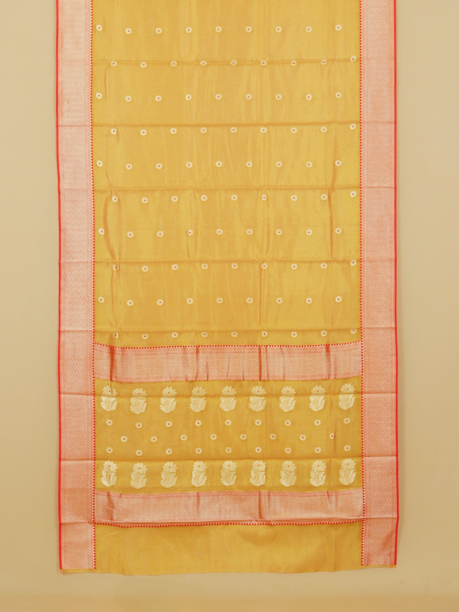 Muster yellow chanderi saree