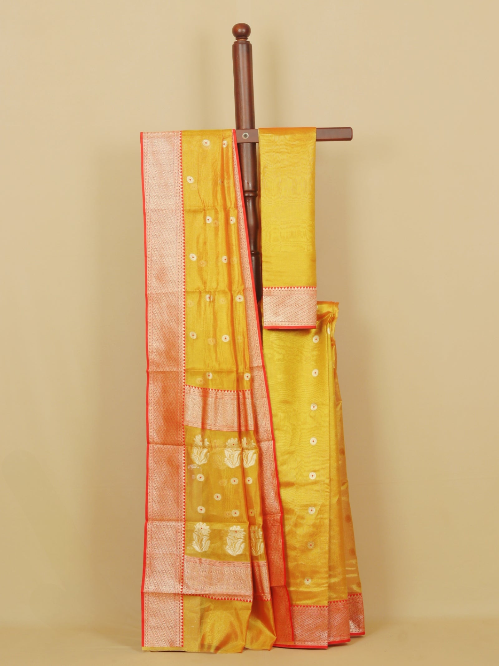 Muster yellow chanderi saree