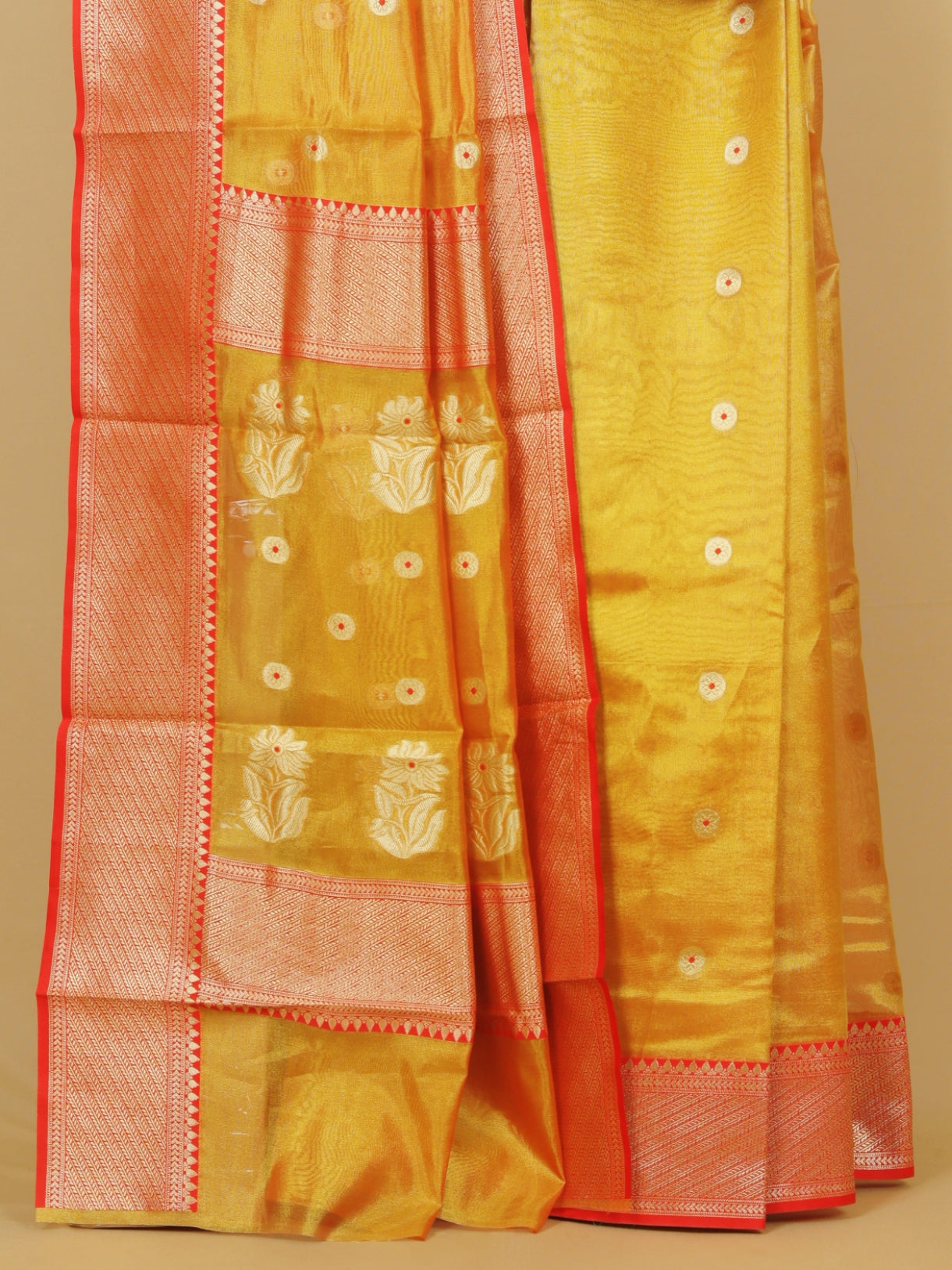 Muster yellow chanderi saree