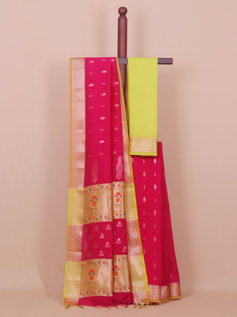 Rani pink maheshwari saree