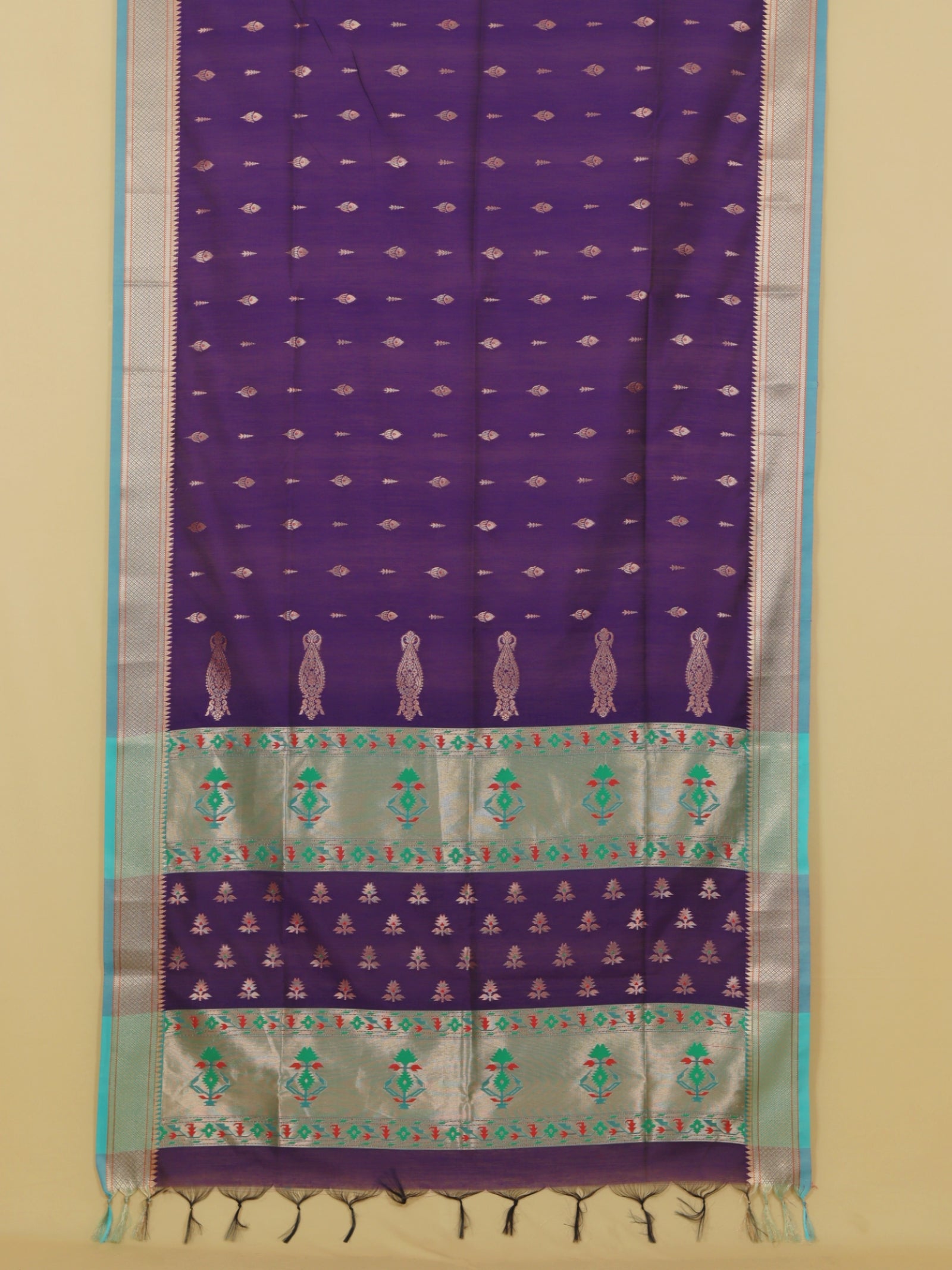 Purple blue maheshwari saree