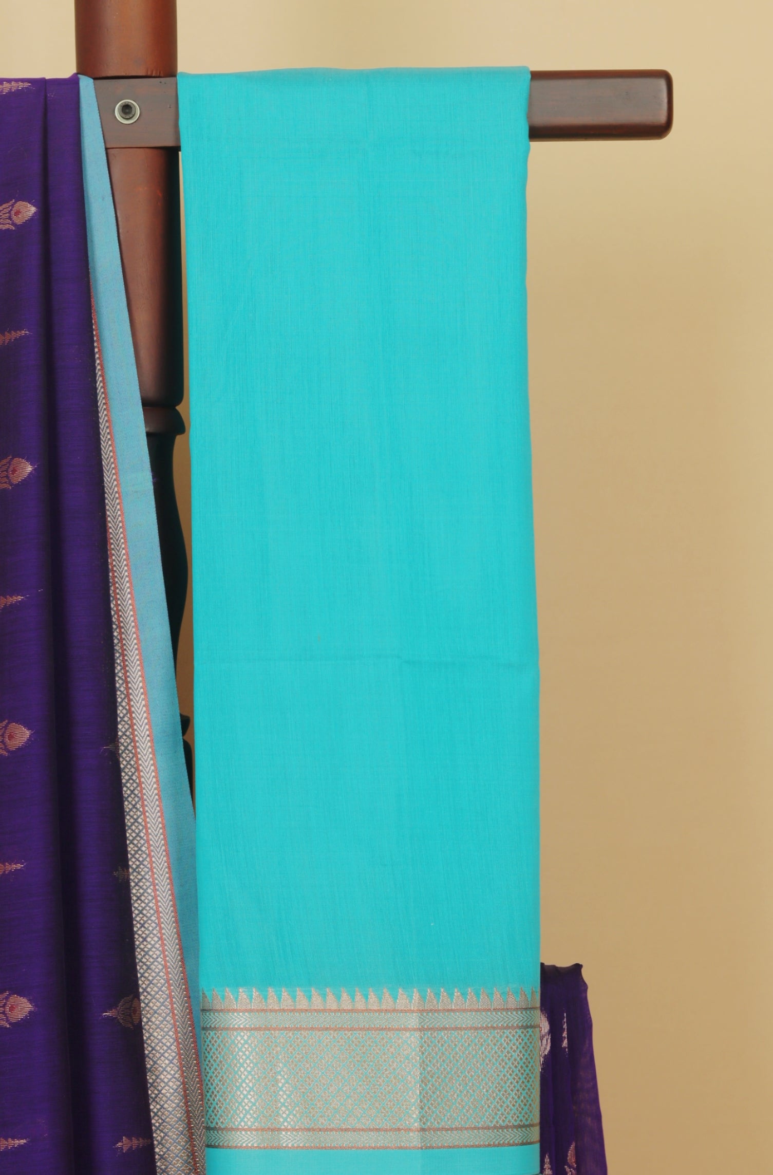 Purple blue maheshwari saree