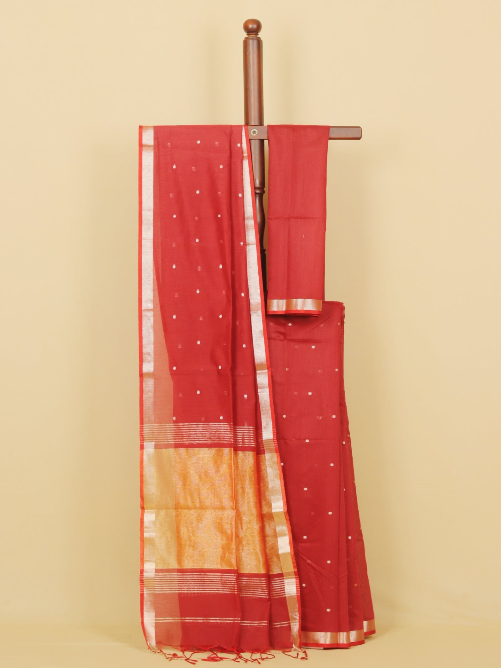 Maroon maheshwari saree