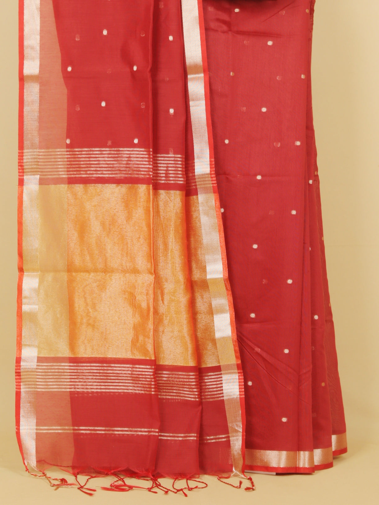Maroon maheshwari saree