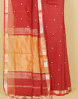 Maroon maheshwari saree