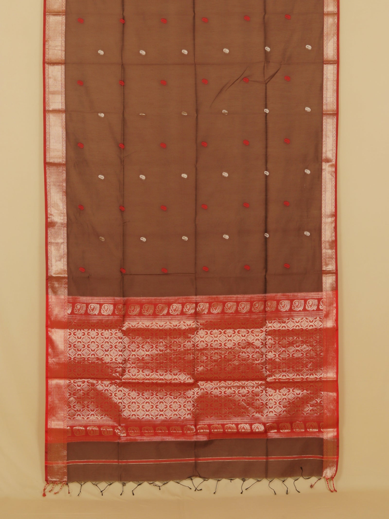 Brown maheshwari saree
